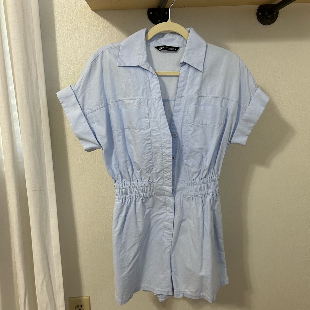 Zara Light Blue Utility Romper
